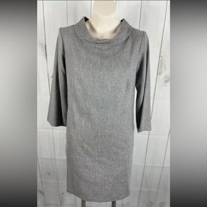 NWT Theory Zinc Heather Gray Magrite Wool Cowl Neck 3/4 Sleeve Shift Dress - 10